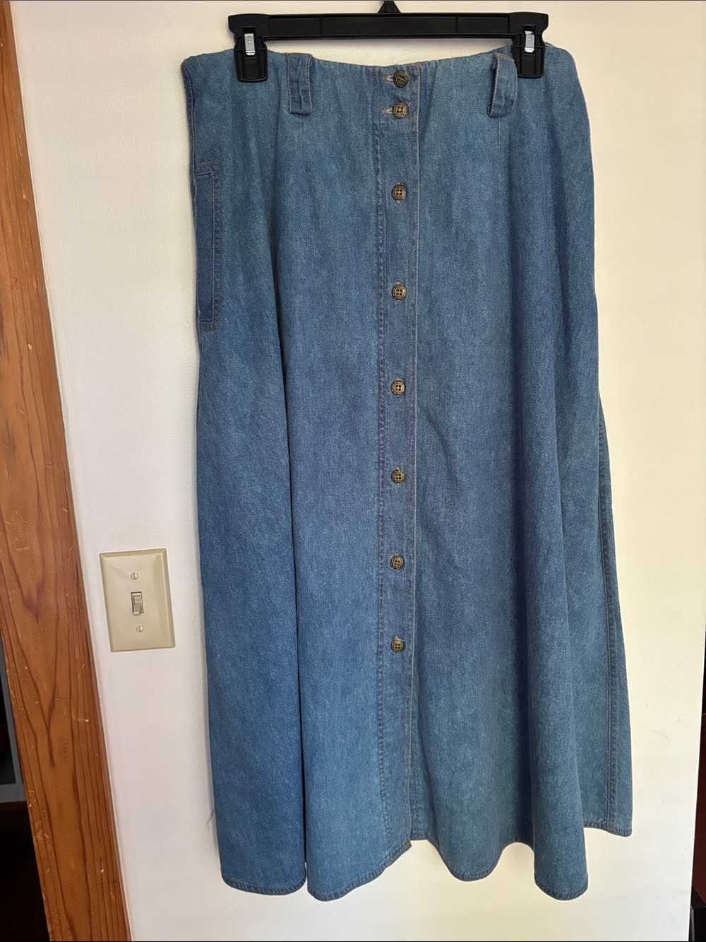 Vintage Jantzen Denim Button-Front Midi Skirt - Blue NWT